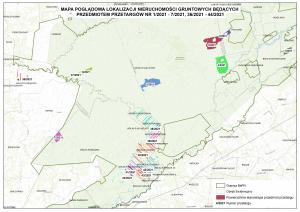 Mapa poglądowa nieruchomości gruntowych - przetargi nr od 1 do 7 oraz 36 do 44