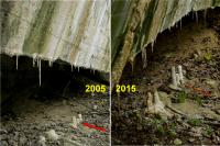 minęło 10 lat - czerwona strzałka wskazuje te same stalagmity  fot: c. werpachowski